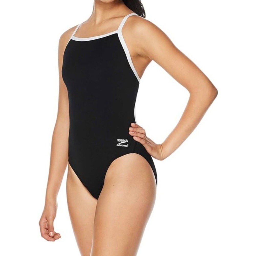NWT Speedo Women's One‎ Piece ProLT Flyback Swimsuit - Black/White - Size 30